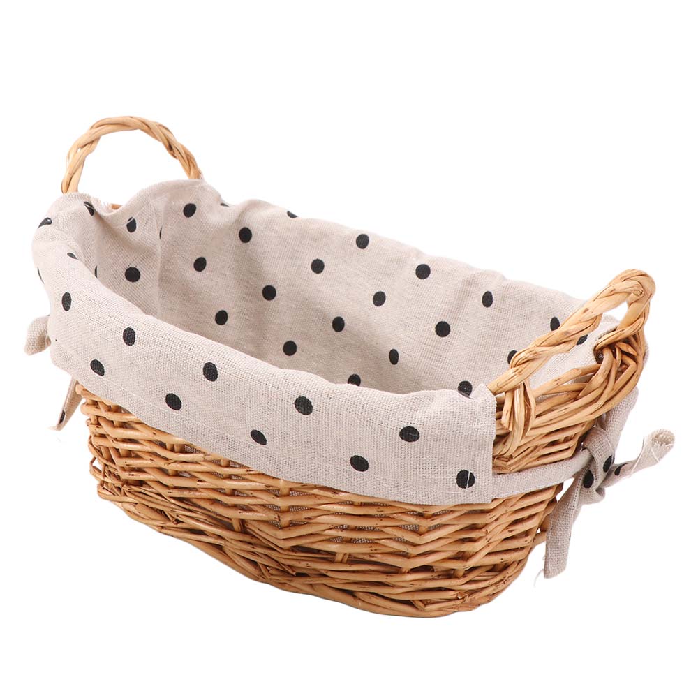 Rattan Tray Handle - ヴィンテージ生地の籐製収納バスケット、ハンドル付き装飾バスケット、パン収納トレイ、手編みの整理整頓用オーガナイザー、玄関用
