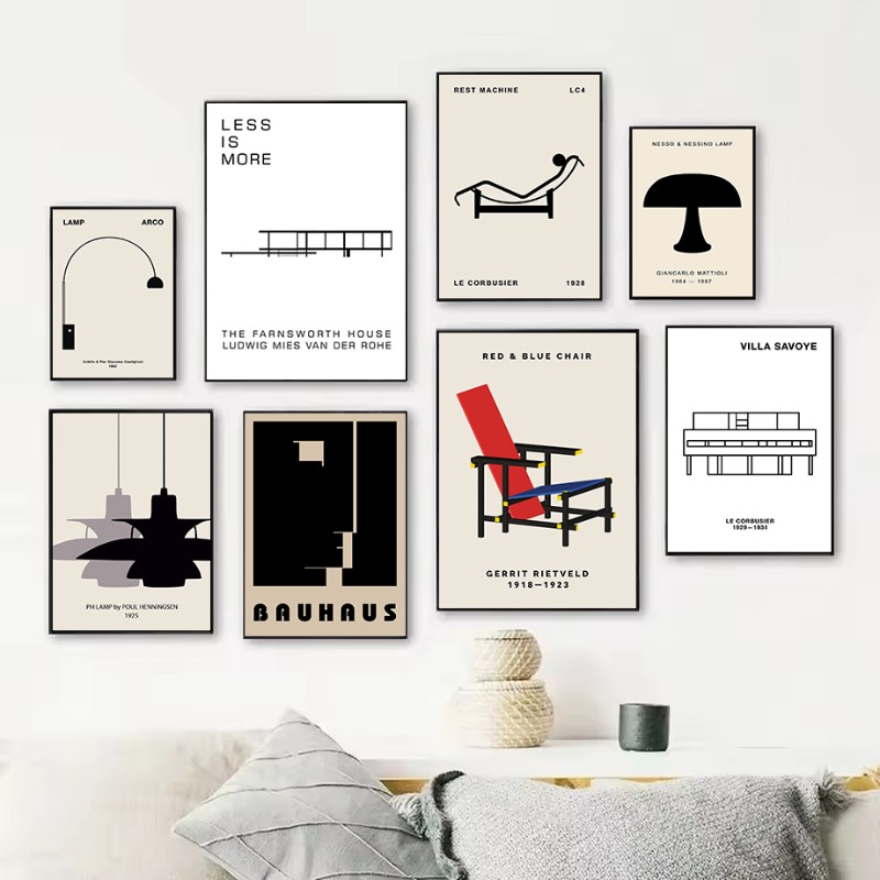 Interior Design Of House - クラシックファーンズワースハウスバウハウスデザイン抽象建築ポスターキャンバス絵画壁アート写真家のインテリア装飾