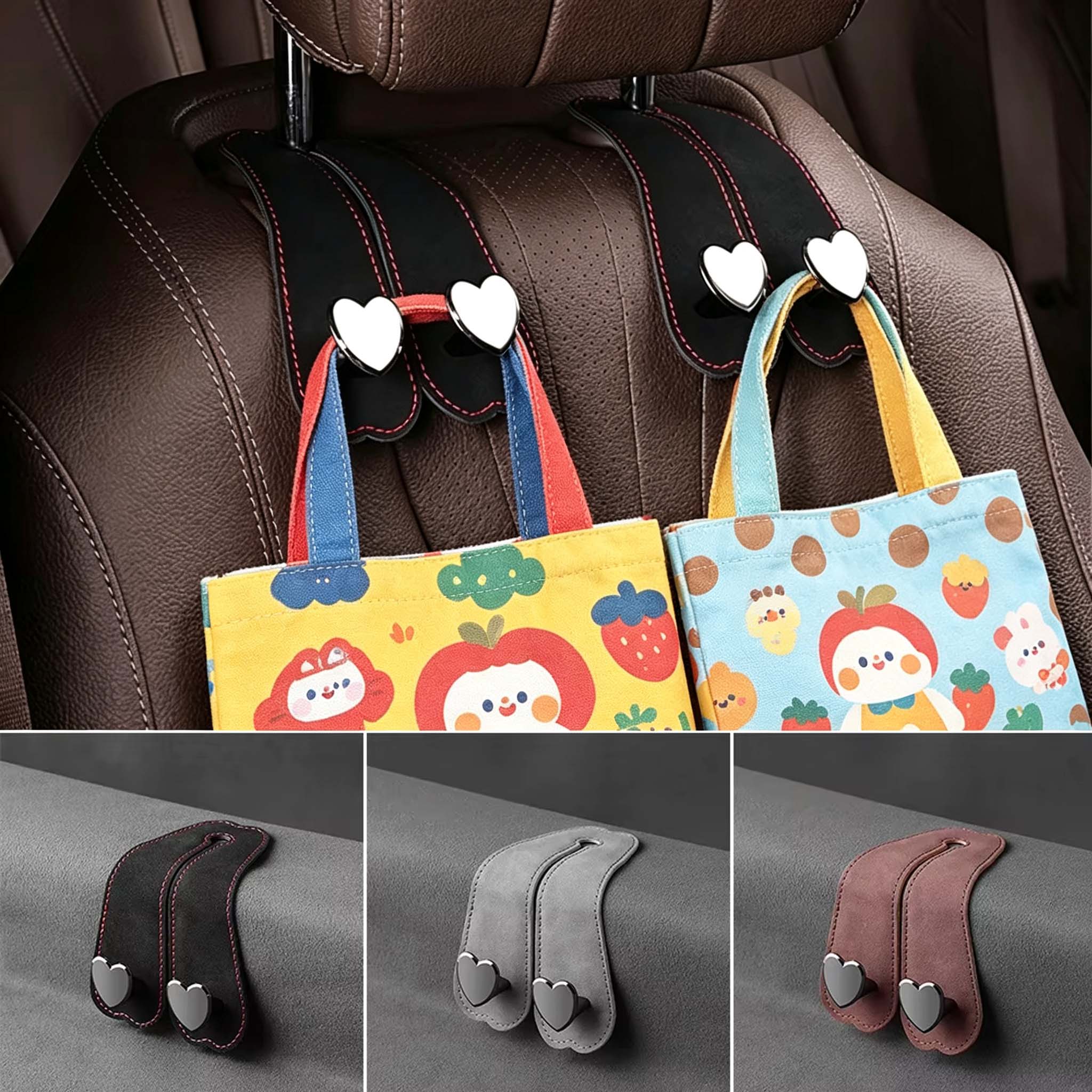 カーシートヘッドレストフック ハート型デザイン スエード製収 - Interior Design Degree のレビューと価格