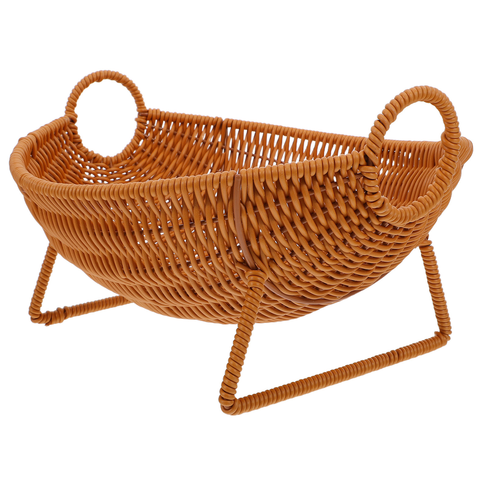 模造ラタン製ミニバスケット、二重ハンドル付き手編みフルーツバ - Rattan Tray Handle のレビューと価格