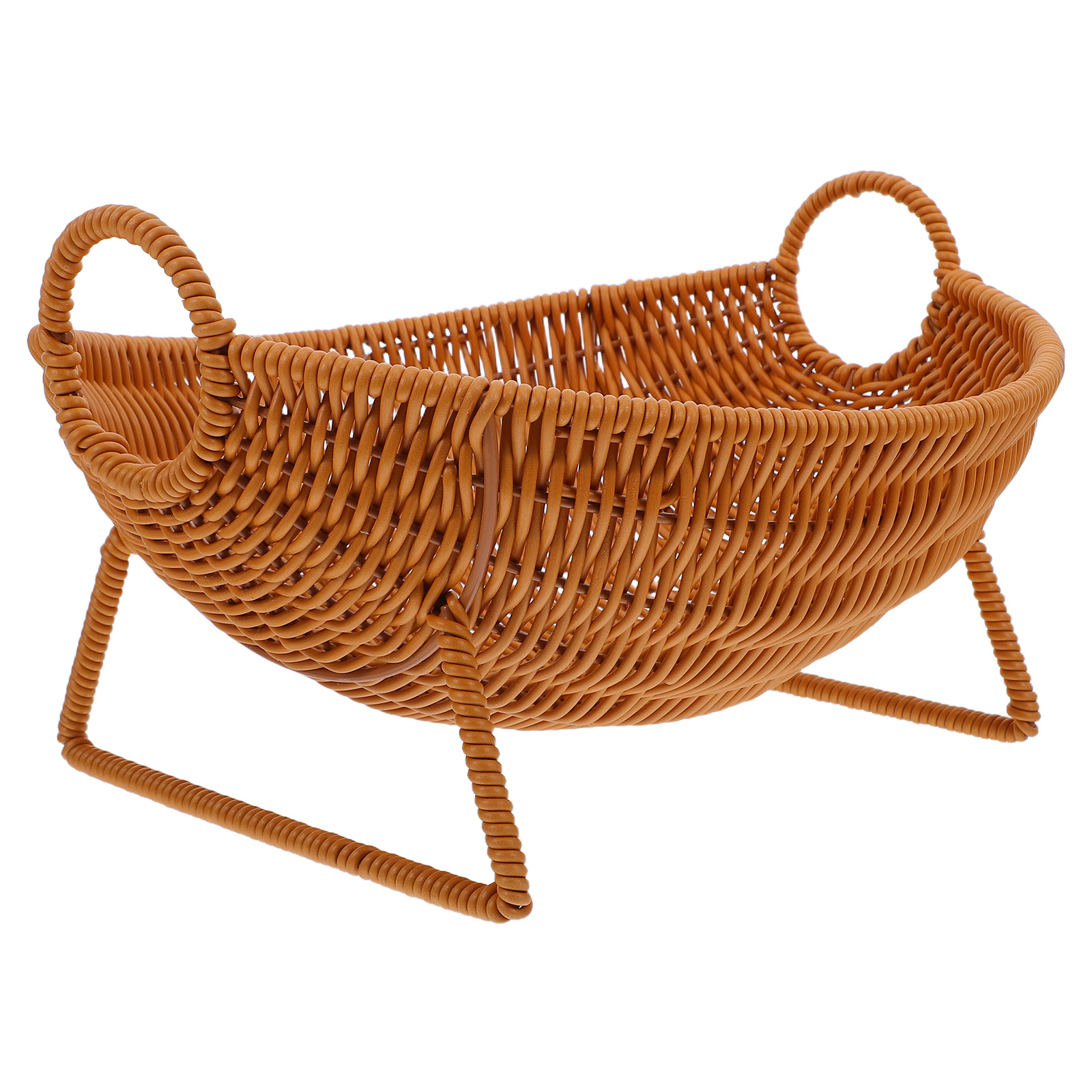 模造ラタン製ミニバスケット、二重ハンドル付き手編みフルーツバ - Rattan Tray Handle のレビューと価格