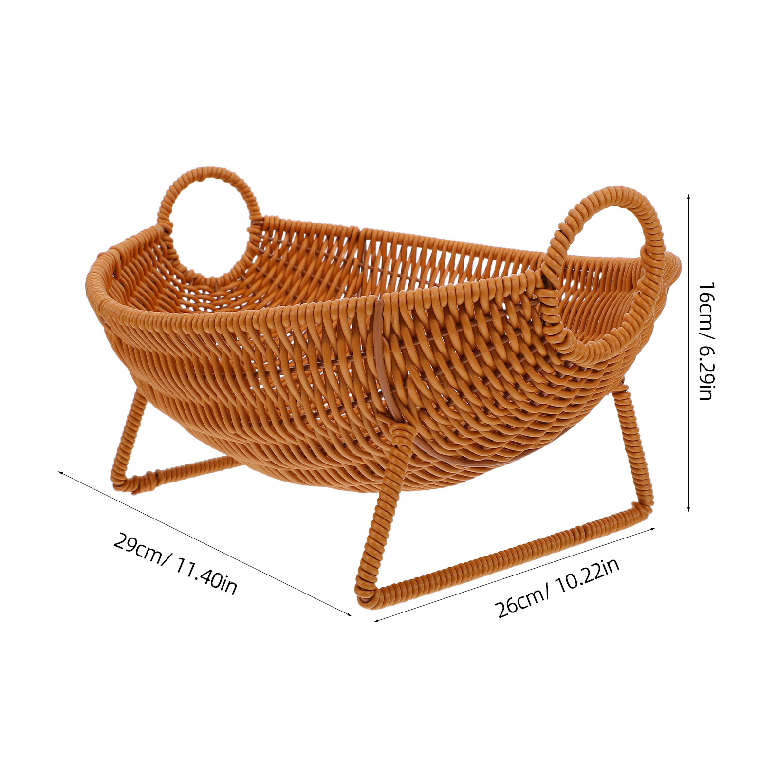 模造ラタン製ミニバスケット、二重ハンドル付き手編みフルーツバ - Rattan Tray Handle のレビューと価格