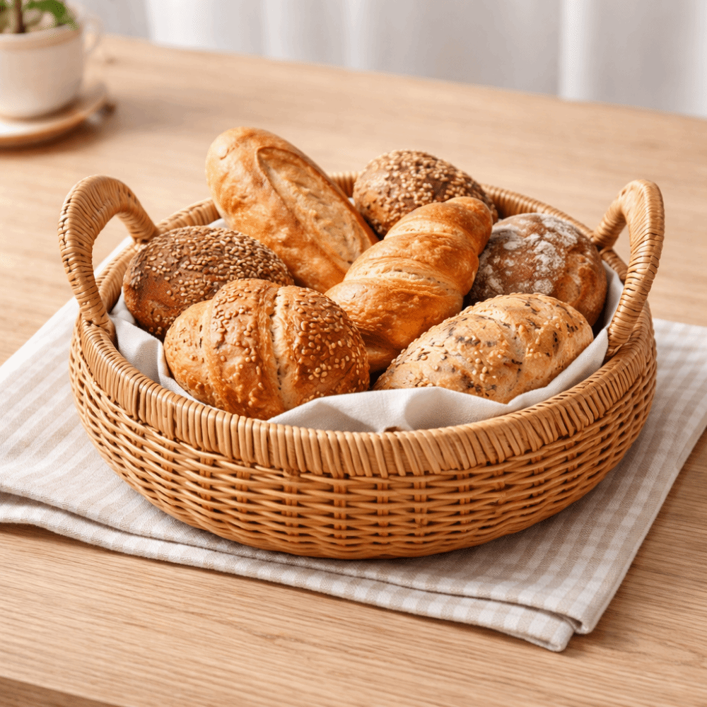 大容量模造籐収納バスケット手作り装飾ラウンド籐収納トレイハン - Rattan Tray Handle のレビューと価格