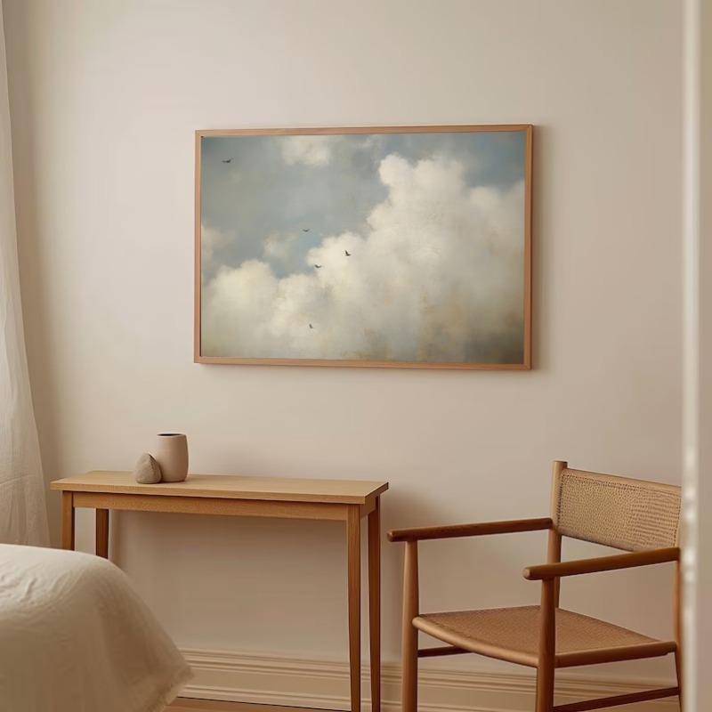 抽象的な雲景帆船海岸風景ニュートラルファインアートポスターキ - Interior Design Poster のレビューと価格