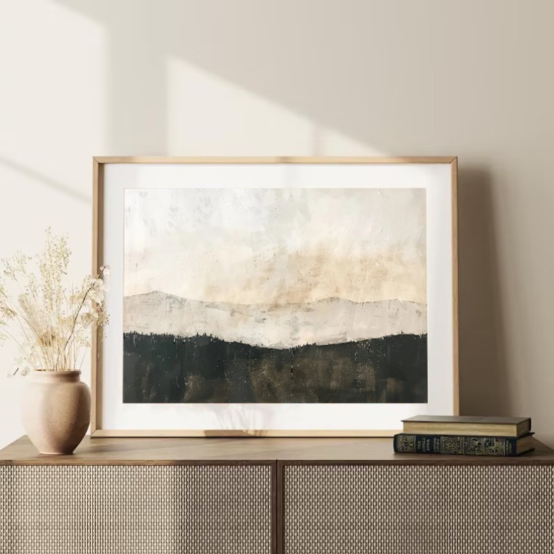 抽象的な雲景帆船海岸風景ニュートラルファインアートポスターキ - Interior Design Poster のレビューと価格