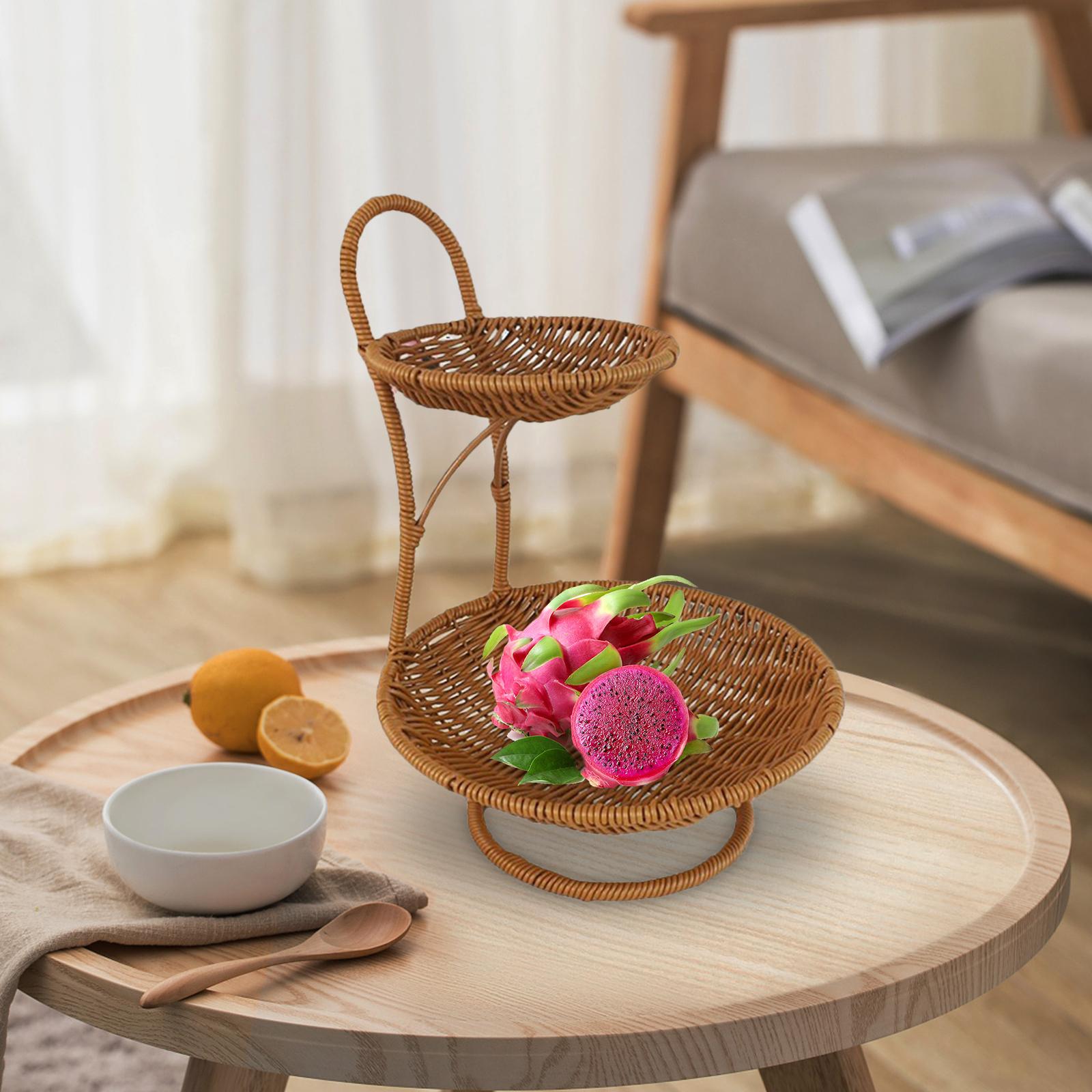 丸型フードサービングバスケット収納ラック 多用途 軽量 カウ - Rattan Tray Handle のレビューと価格