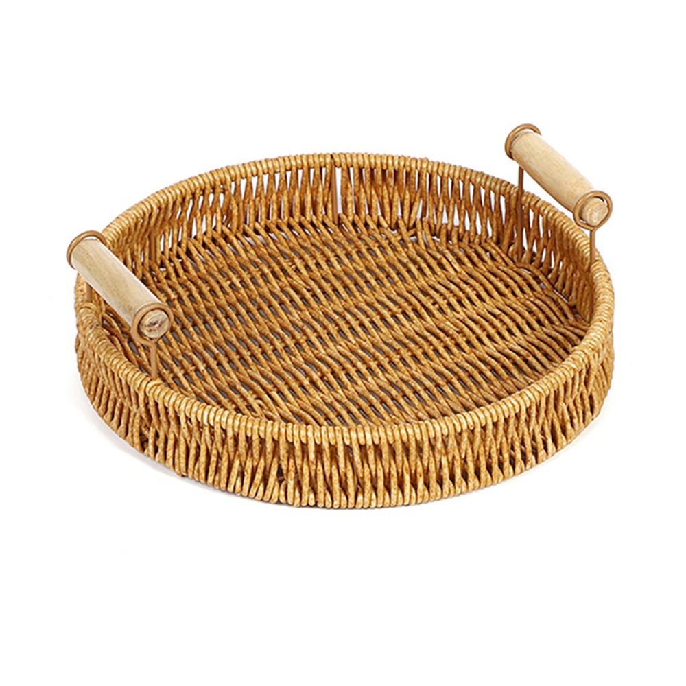 1 個朝食パン食品手織り籐バスケット果物野菜ケーキ籐ハンドル - Rattan Tray Handle のレビューと価格