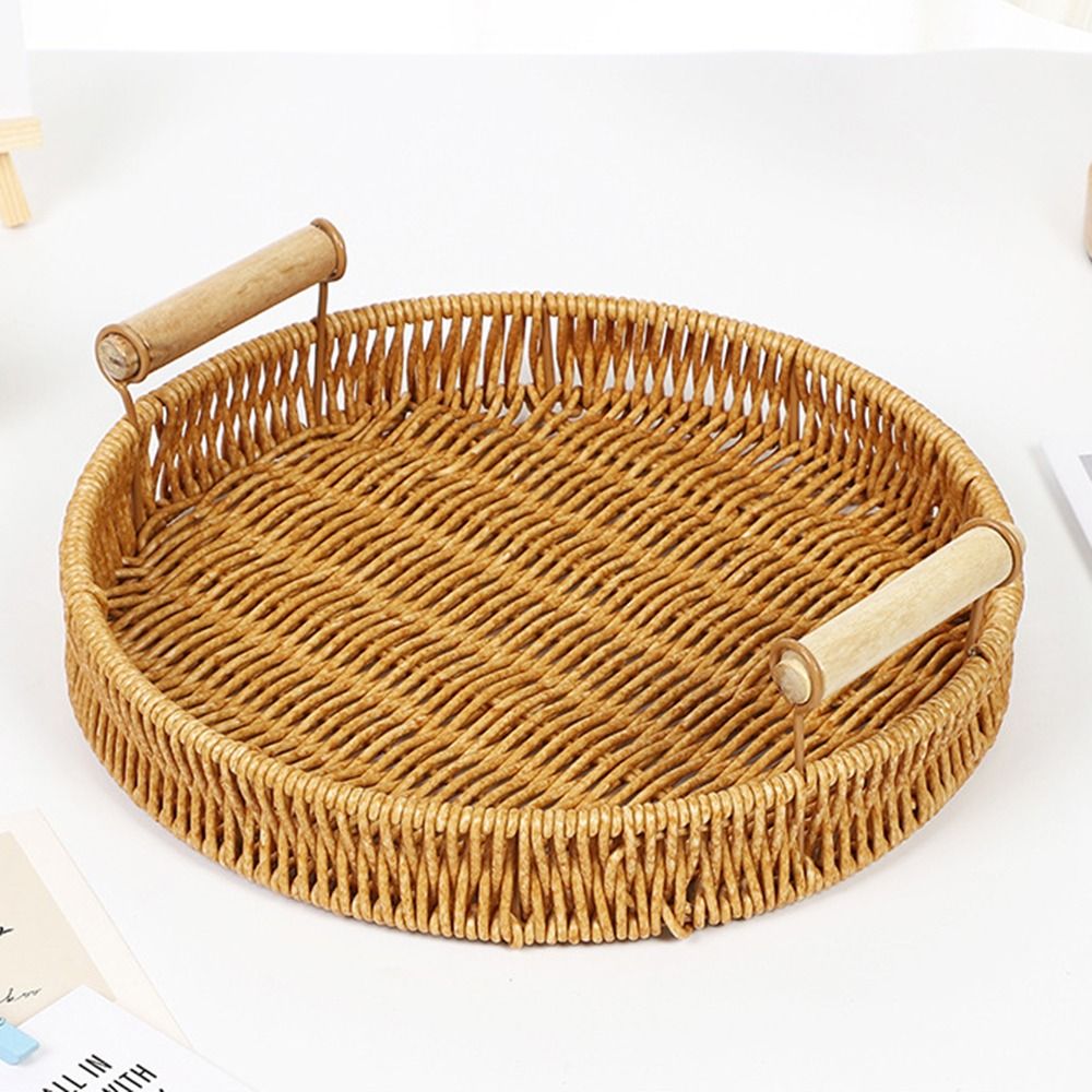 1 個朝食パン食品手織り籐バスケット果物野菜ケーキ籐ハンドル - Rattan Tray Handle のレビューと価格