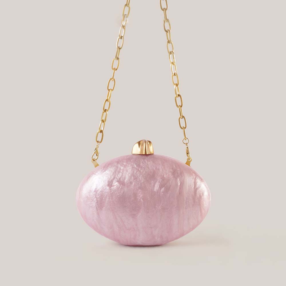 パールブラウングリーンオーバルアクリルエッグシェイプクラッチ - Interior Design News のレビューと価格