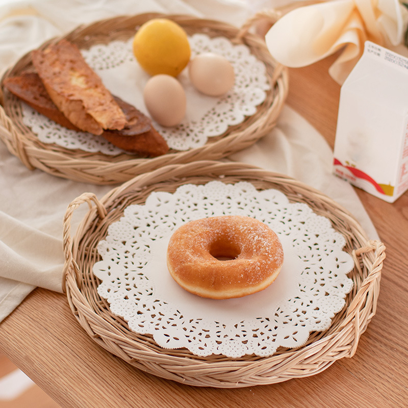 ハンドル付き手織り籐バスケット、vietnuwicker収納 - Rattan Tray Handle のレビューと価格