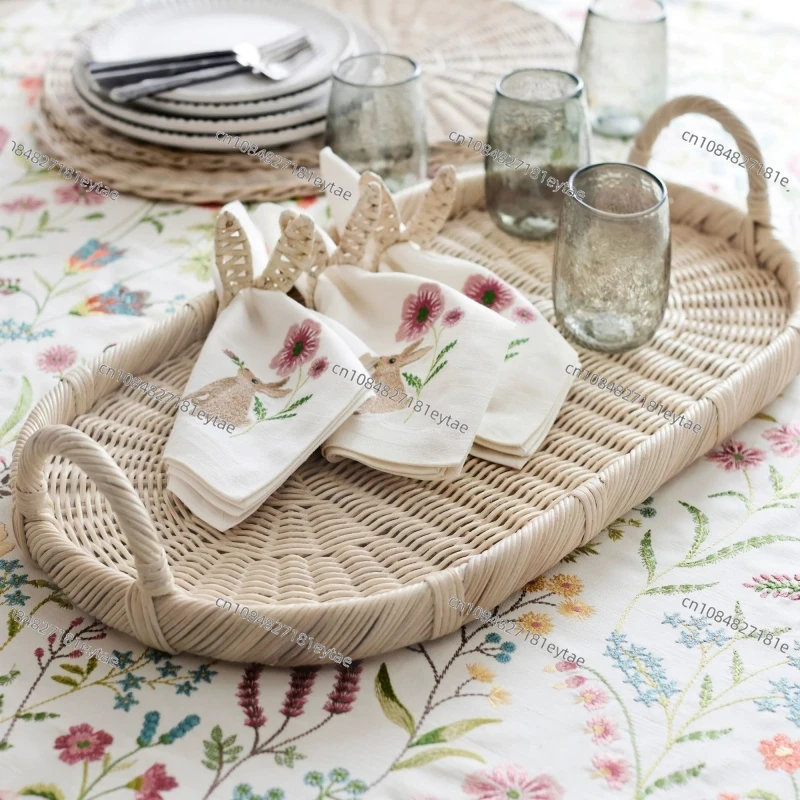 ラタン装飾トレイ、ハンドメイドの籐製トレイ（取っ手付き） - Rattan Tray Handle のレビューと価格