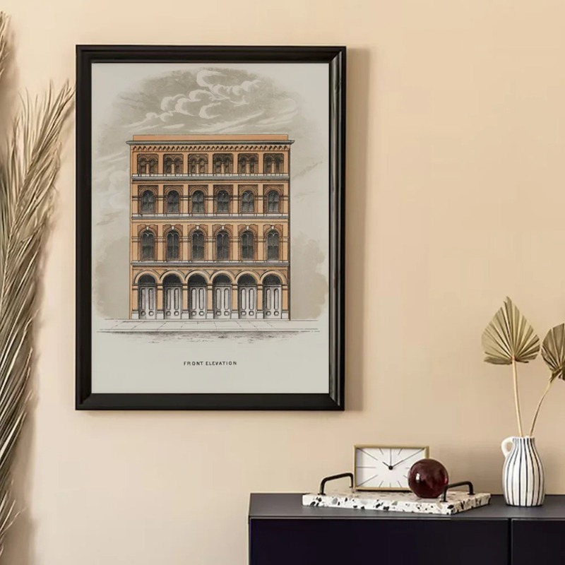 ヴィンテージ描画スケッチ幾何学建築教会ドーム美的キャンバスポ - Interior Design Poster のレビューと価格