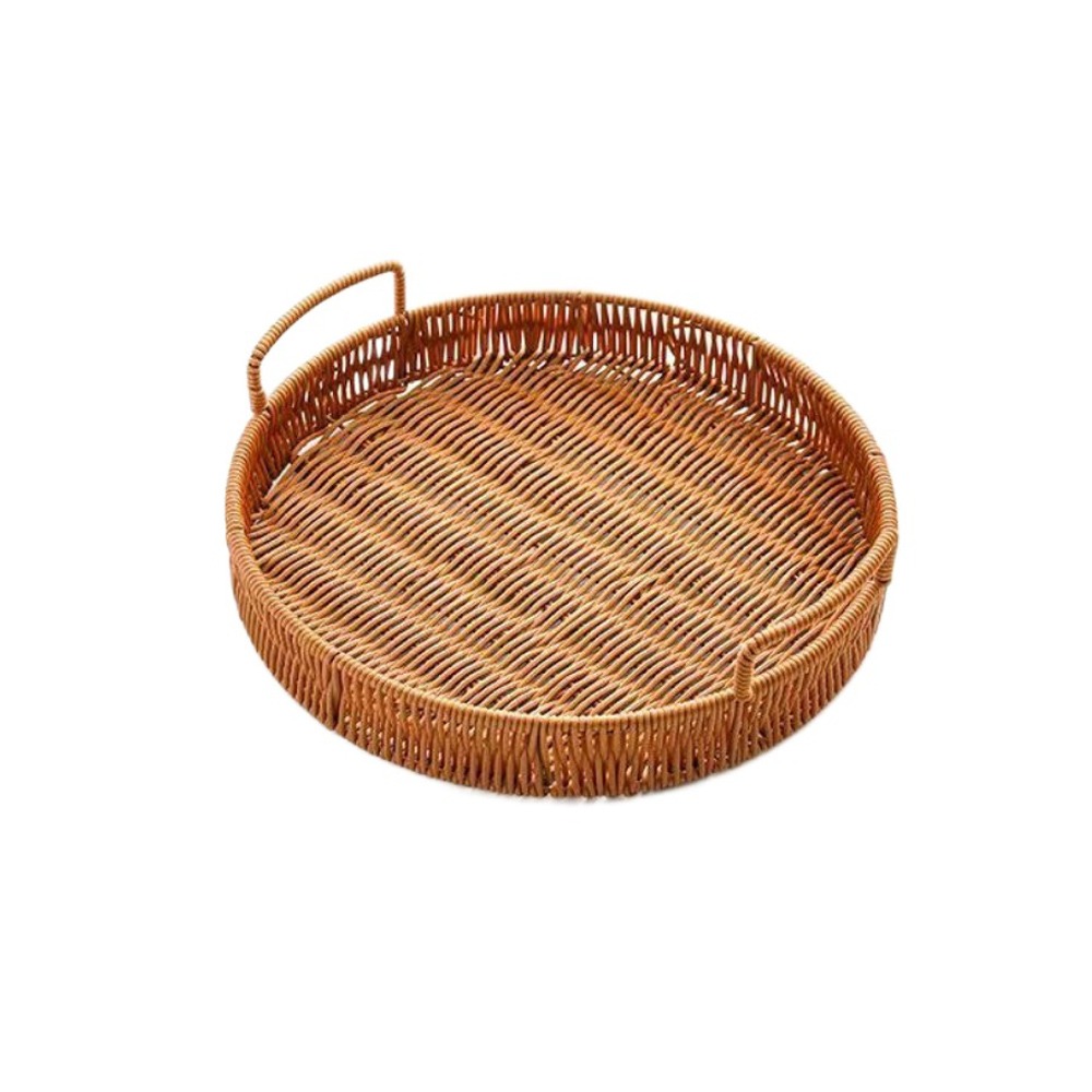 大容量模造籐収納バスケットプラスチック製手作り手編み籐収納ト - Rattan Tray Handle のレビューと価格